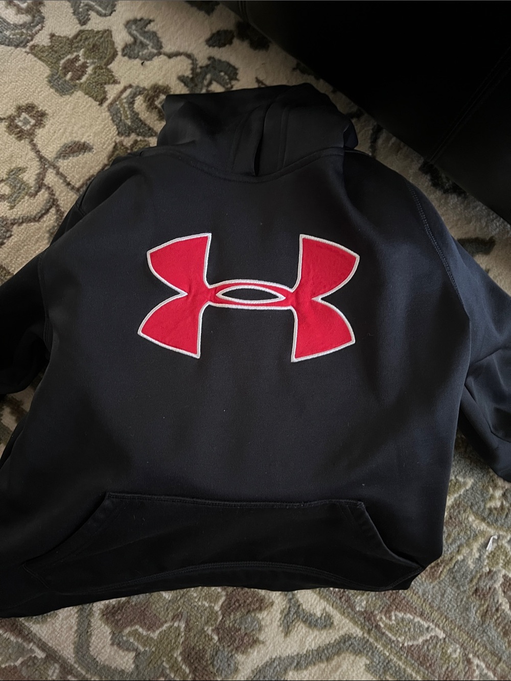 Under Armour Black Hoodie with Red Logo youth M